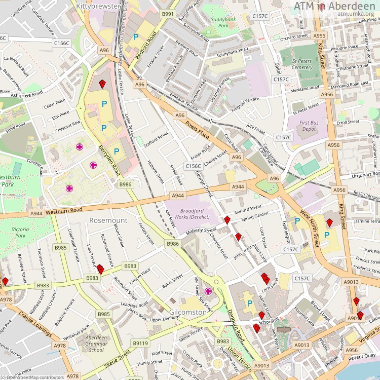 ATM Aberdeen - map of cash machines