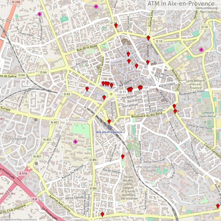 ATM Aix-en-Provence - map of cash machines