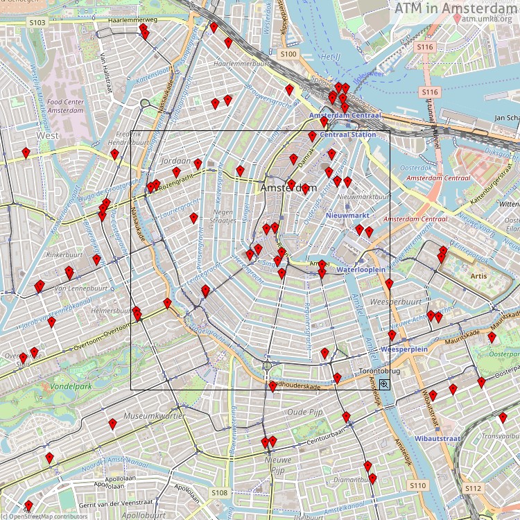 ATM Amsterdam - map of cash machines