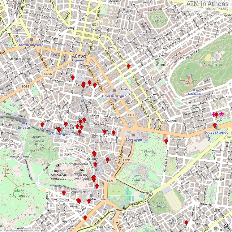 ΑΤΜ Αθήνα - map of cash machines