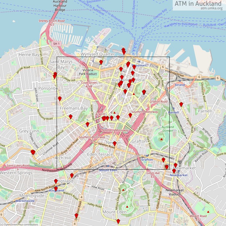 ATM Auckland - map of cash machines