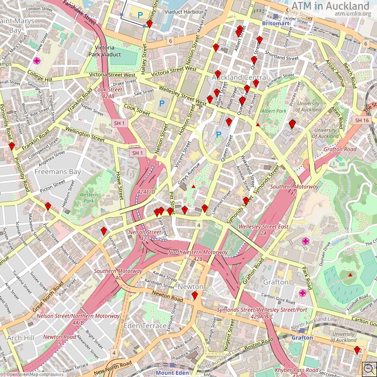 ATM Auckland - map of cash machines