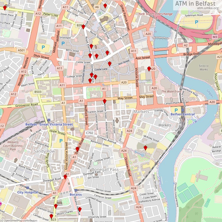 ATM Belfast - map of cash machines