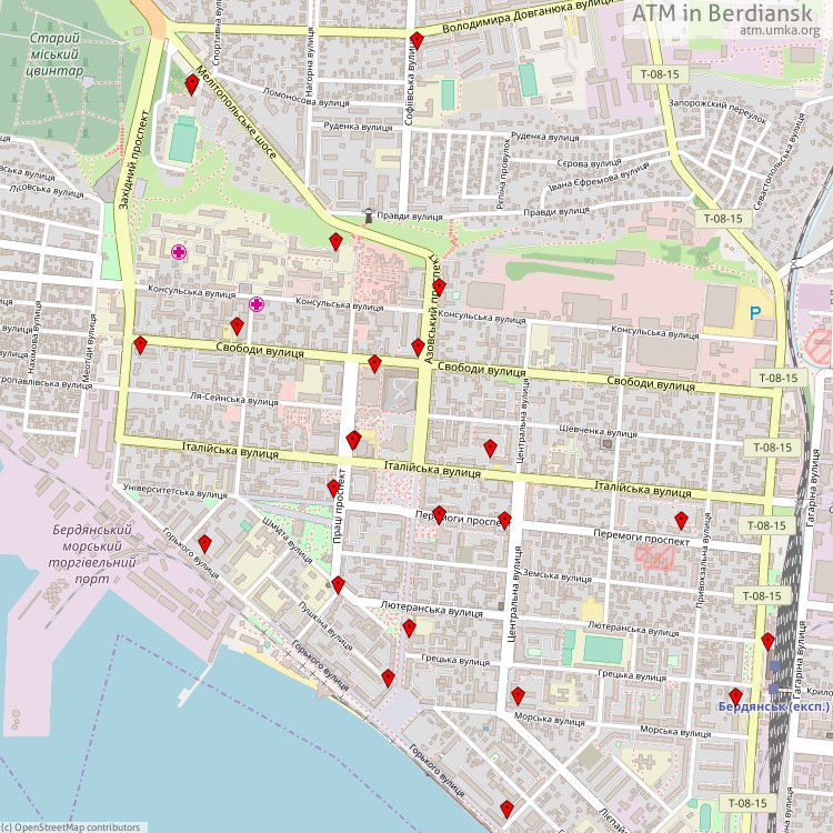 Банкомати Бердянськ - map of cash machines