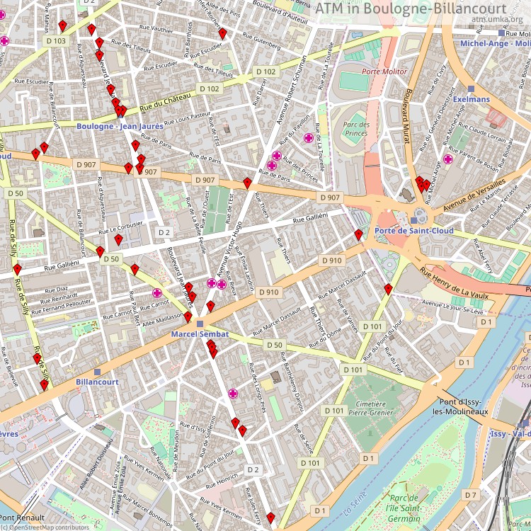 ATM Boulogne-Billancourt - map of cash machines