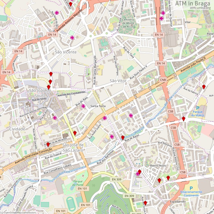 Caixas eletrônicos Braga - map of cash machines