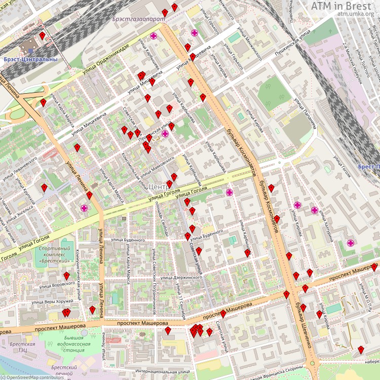 ATM Brest - map of cash machines