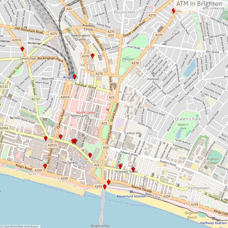 ATM Brighton - map of cash machines