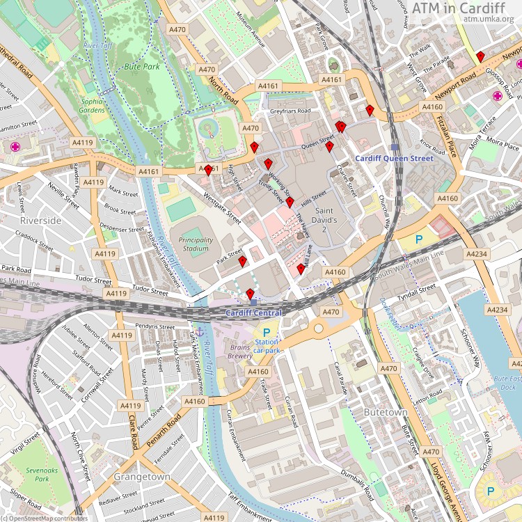 ATM Cardiff - map of cash machines