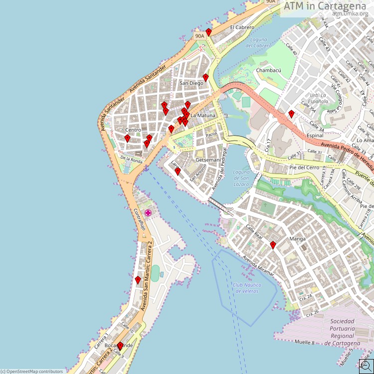 Caixas eletrônicos Cartagena - map of cash machines