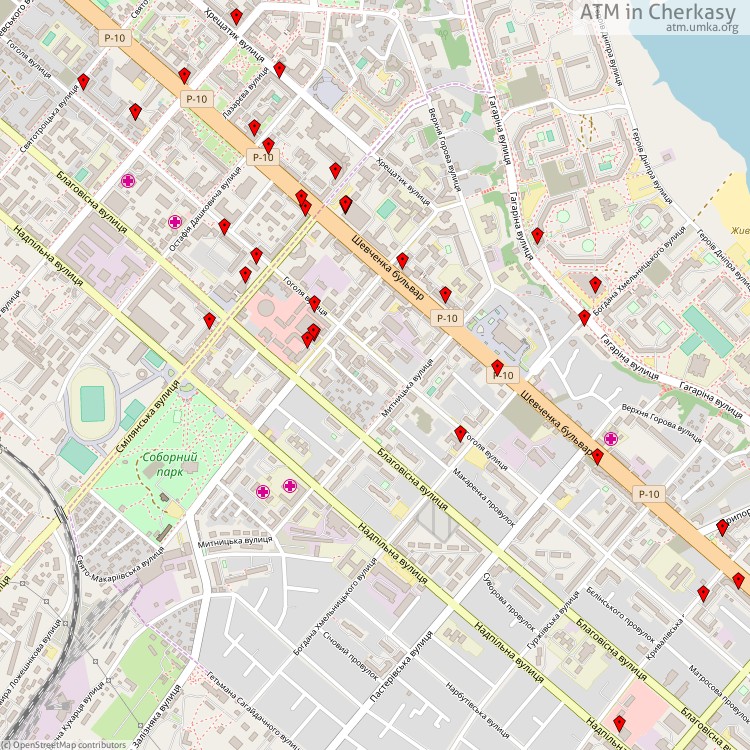 Банкомати Черкаси - map of cash machines