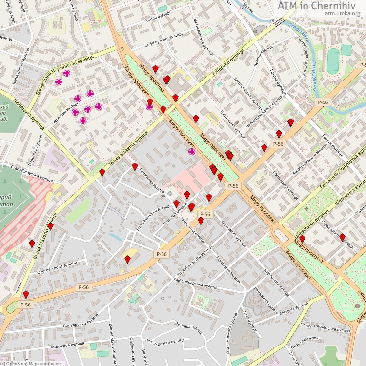 Банкомати Чернігів - map of cash machines