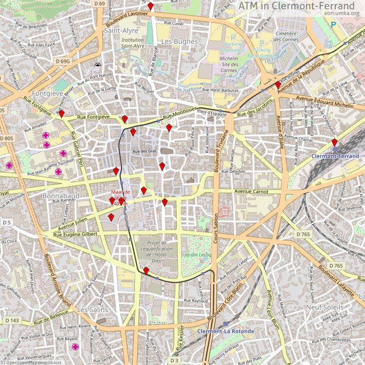 ATM Clermont-Ferrand - map of cash machines
