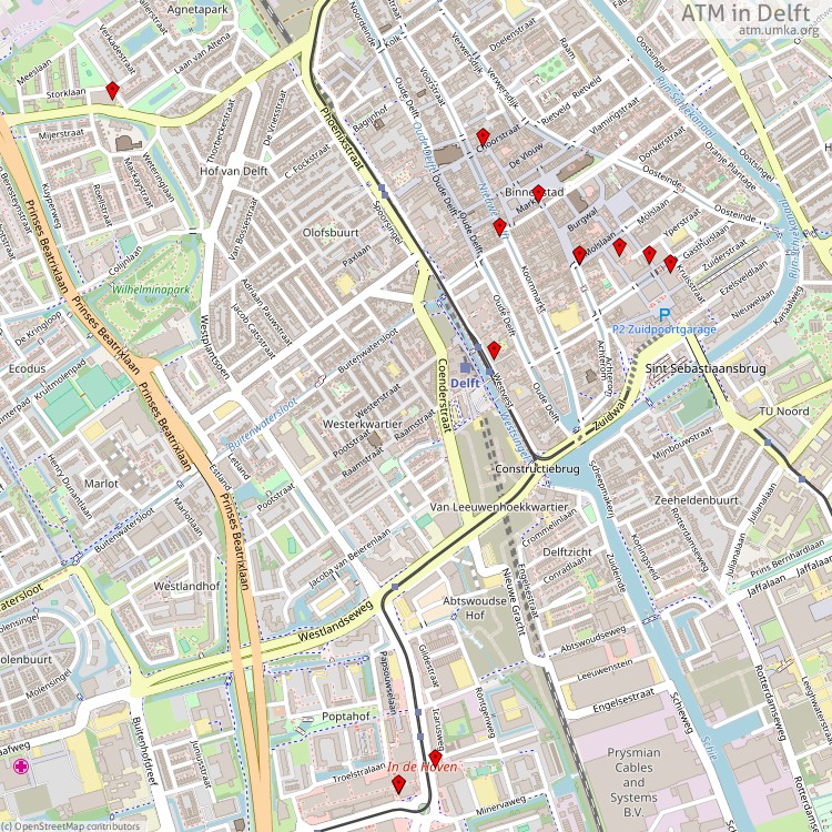 ATM Delft - map of cash machines