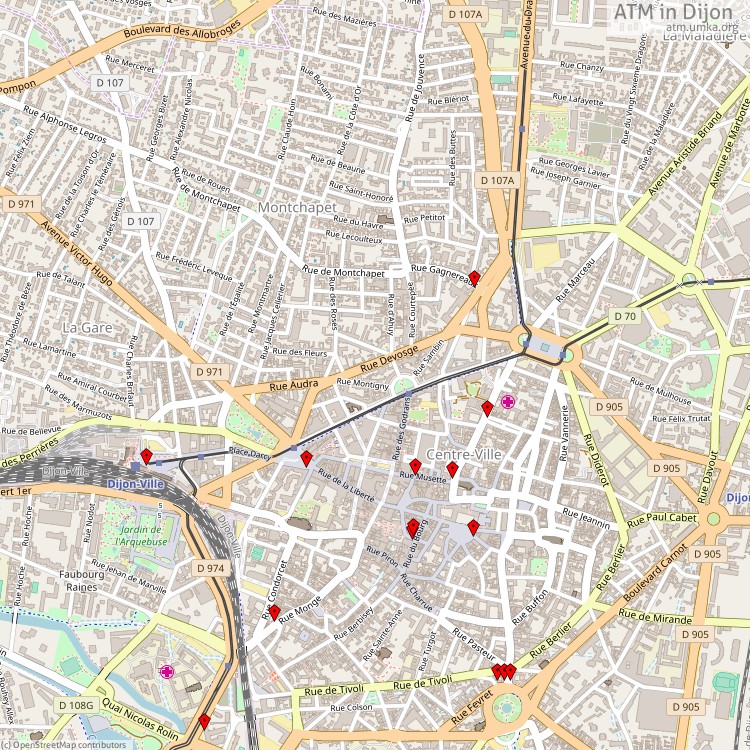 ATM Dijon - map of cash machines
