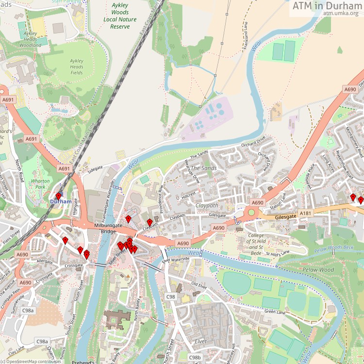 ATM Durham - map of cash machines