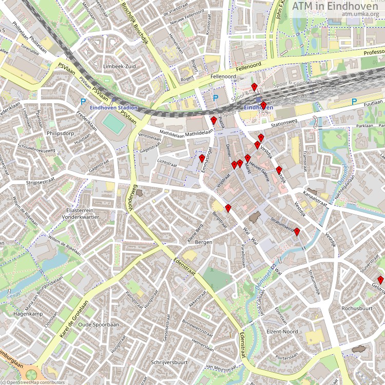 ATM Eindhoven - map of cash machines