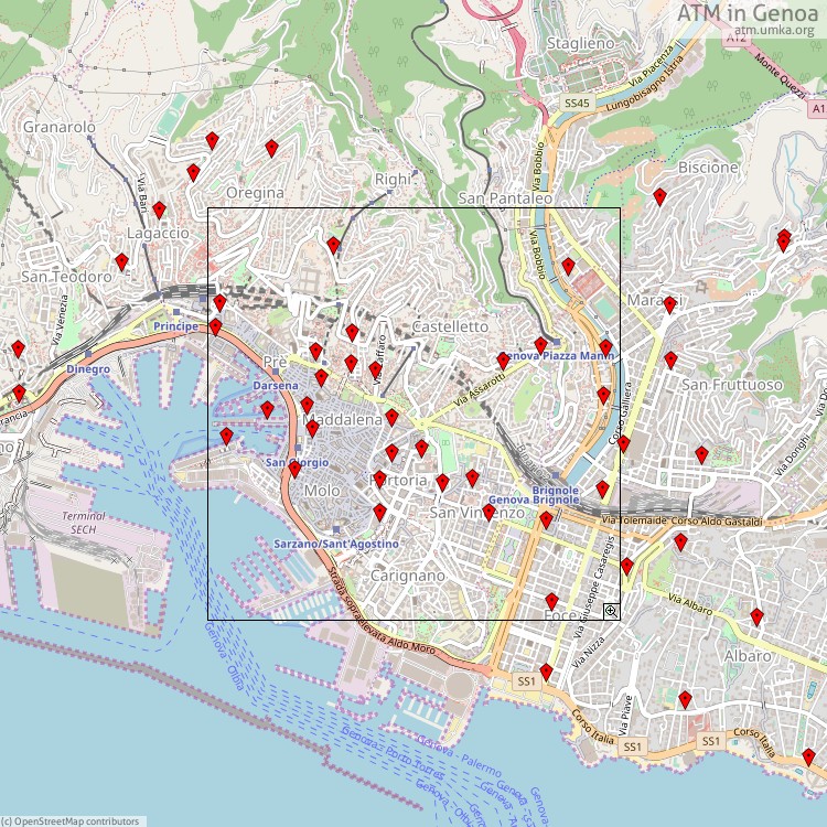 ATM Genoa - map of cash machines