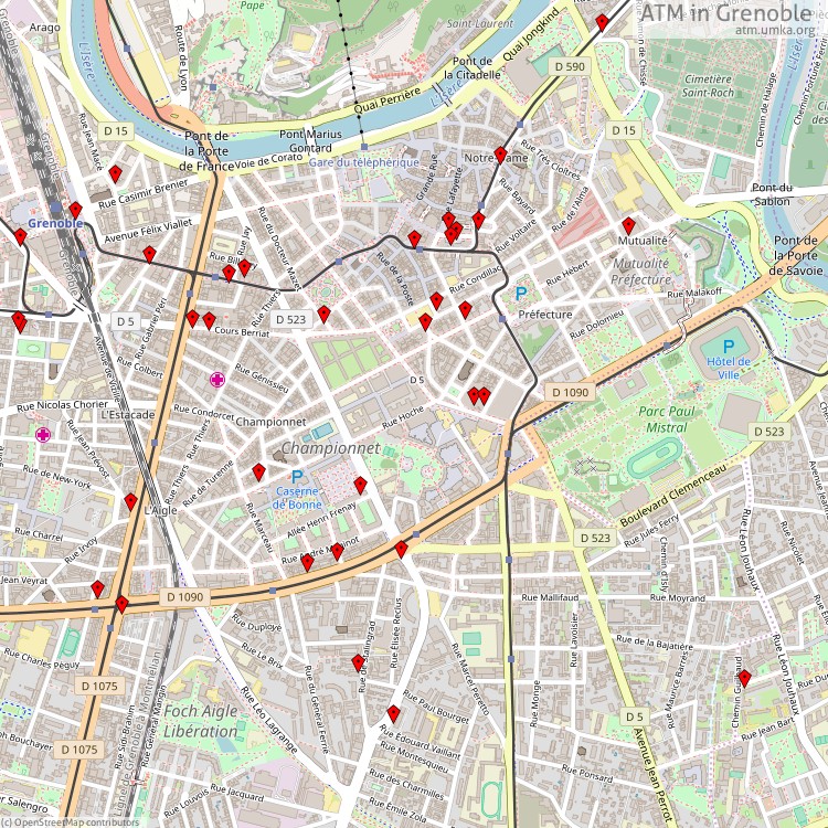 ATM Grenoble - map of cash machines