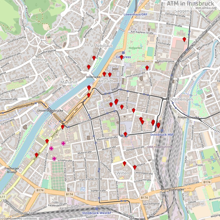 Geldautomaten Innsbruck - map of cash machines