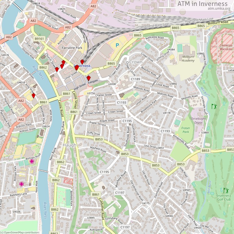 ATM Inverness - map of cash machines