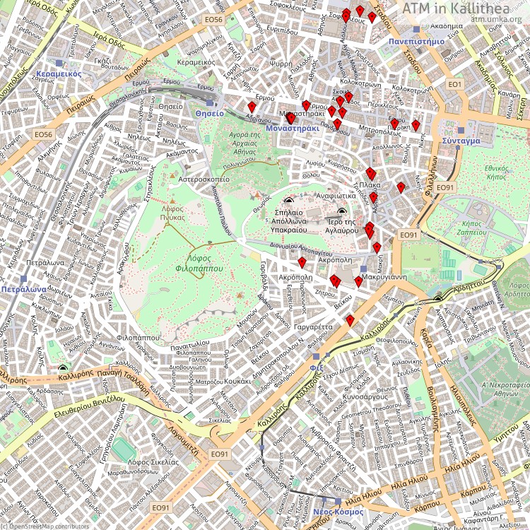 ATM Kallithea - map of cash machines