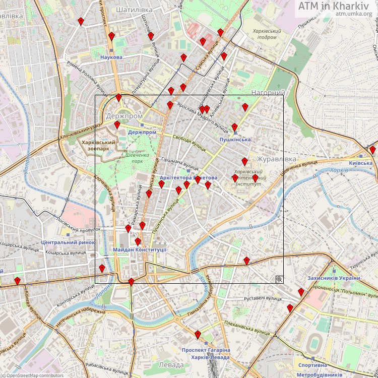 ATM Kharkiv - map of cash machines