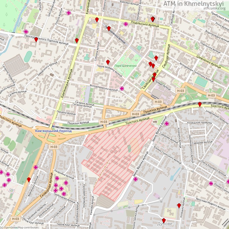 ATM Khmelnytskyi - map of cash machines