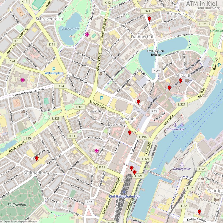 ATM Kiel - map of cash machines