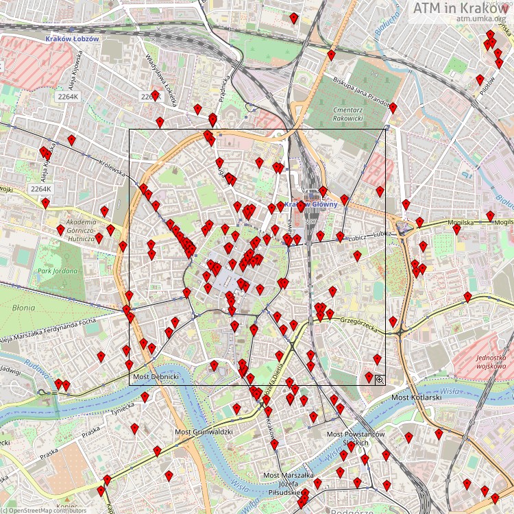 Bankomaty Kraków - map of cash machines