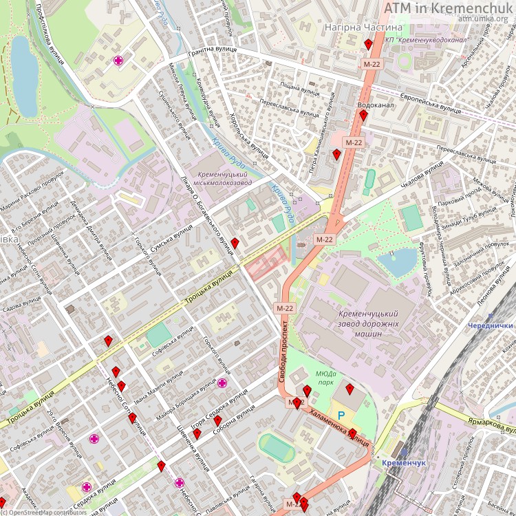 Банкомати Кременчук - map of cash machines