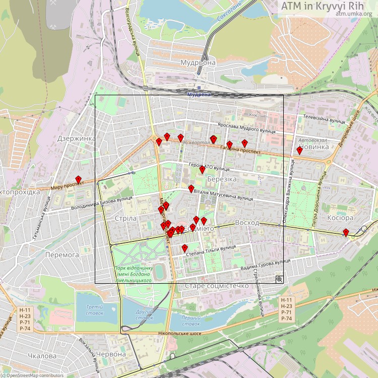 Банкомати Кривий Ріг - map of cash machines