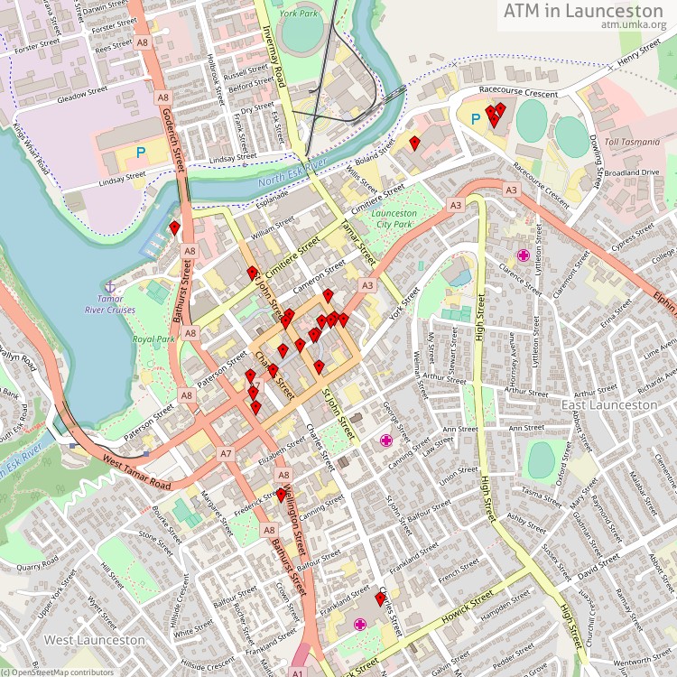 ATM Launceston - map of cash machines