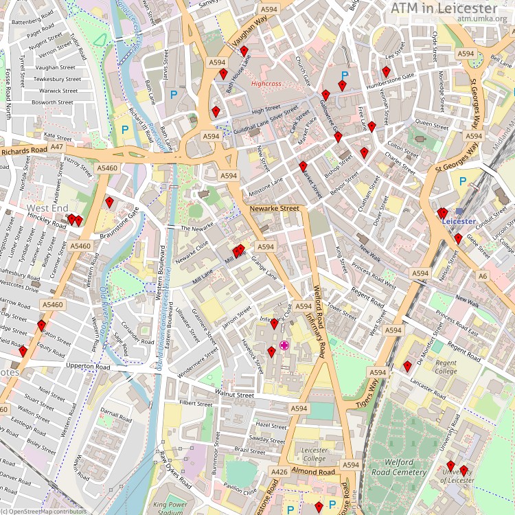 ATM Leicester - map of cash machines