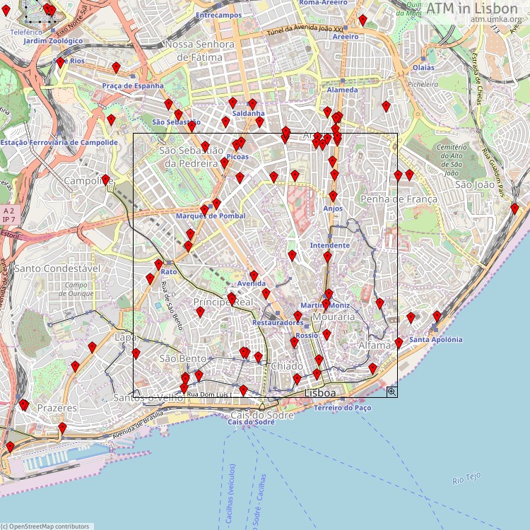 ATM Lisboa - map of cash machines
