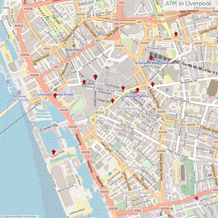 ATM Liverpool - map of cash machines