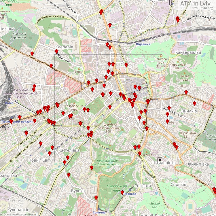 Банкомати Львів - map of cash machines
