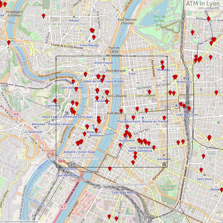 ATM Lyon - map of cash machines