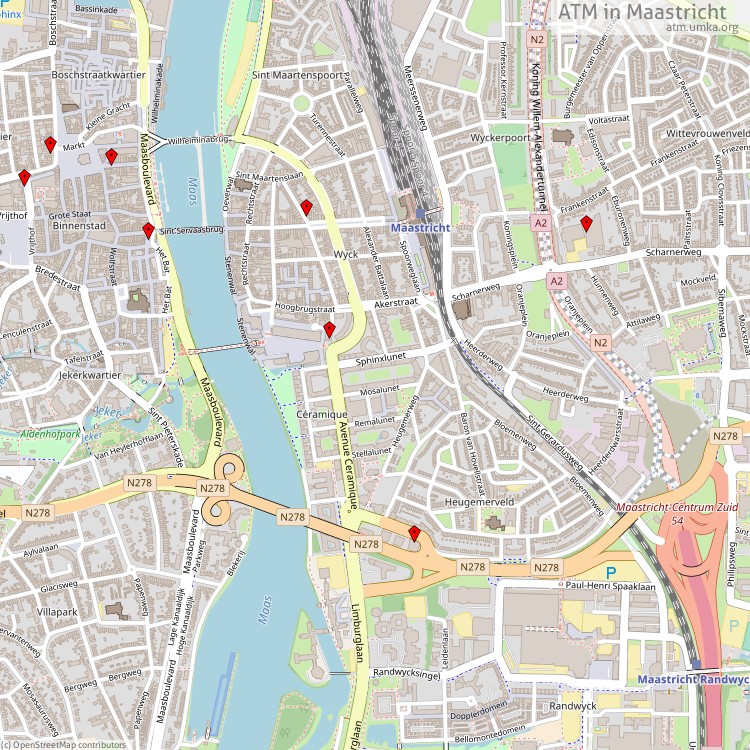 ATM Maastricht - map of cash machines