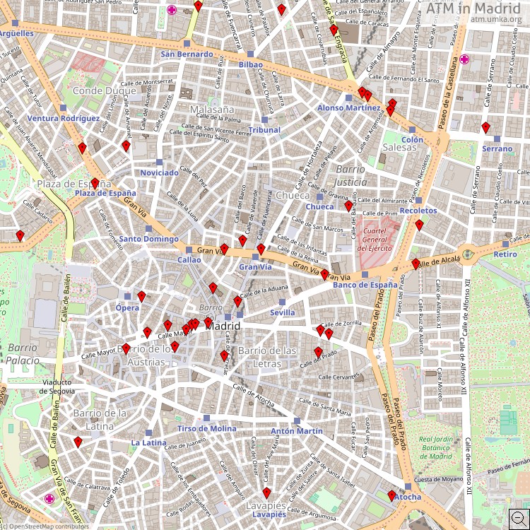 Cajeros automáticos Madrid - map of cash machines