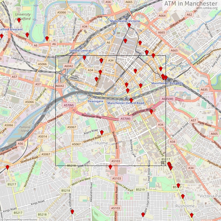 ATM Manchester - map of cash machines