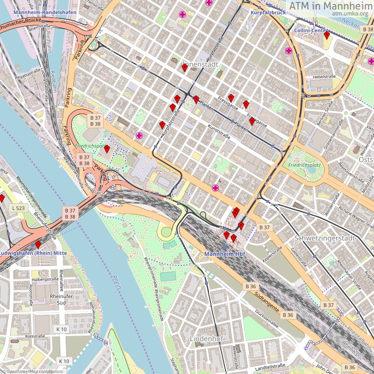 ATM Mannheim - map of cash machines