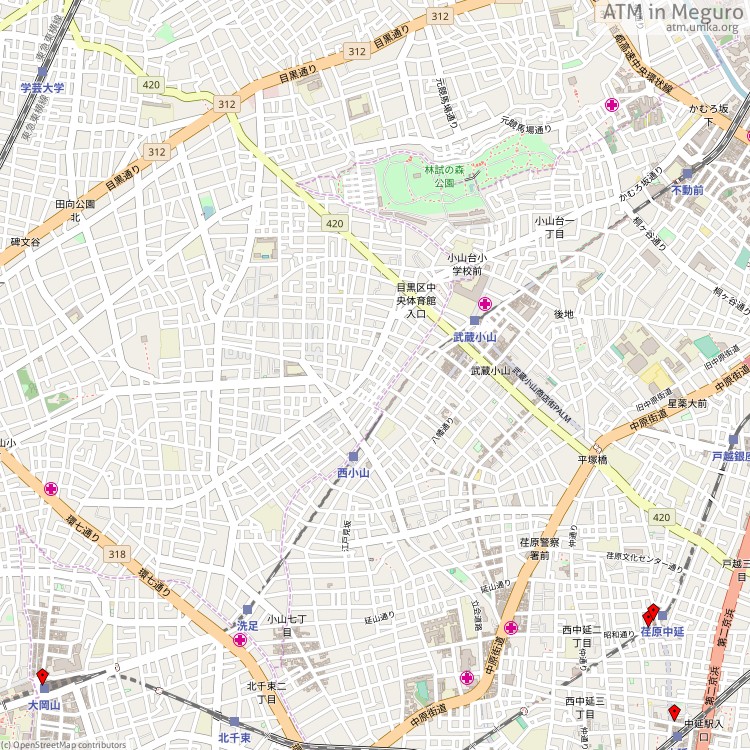 ATM Meguro - map of cash machines