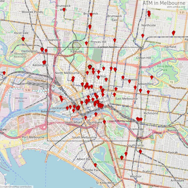 ATM Melbourne - map of cash machines