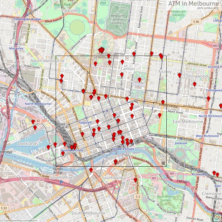 ATM Melbourne - map of cash machines