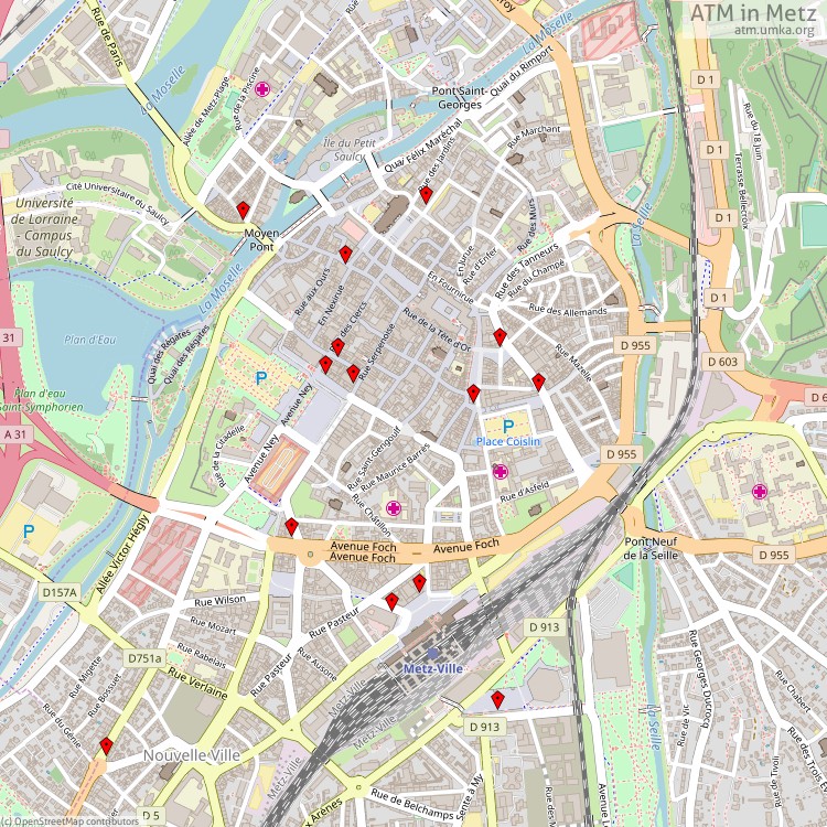 ATM Metz - map of cash machines