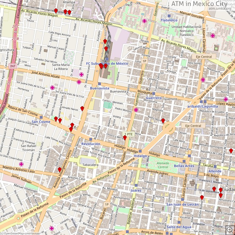 Cajeros automáticos Ciudad de México - map of cash machines