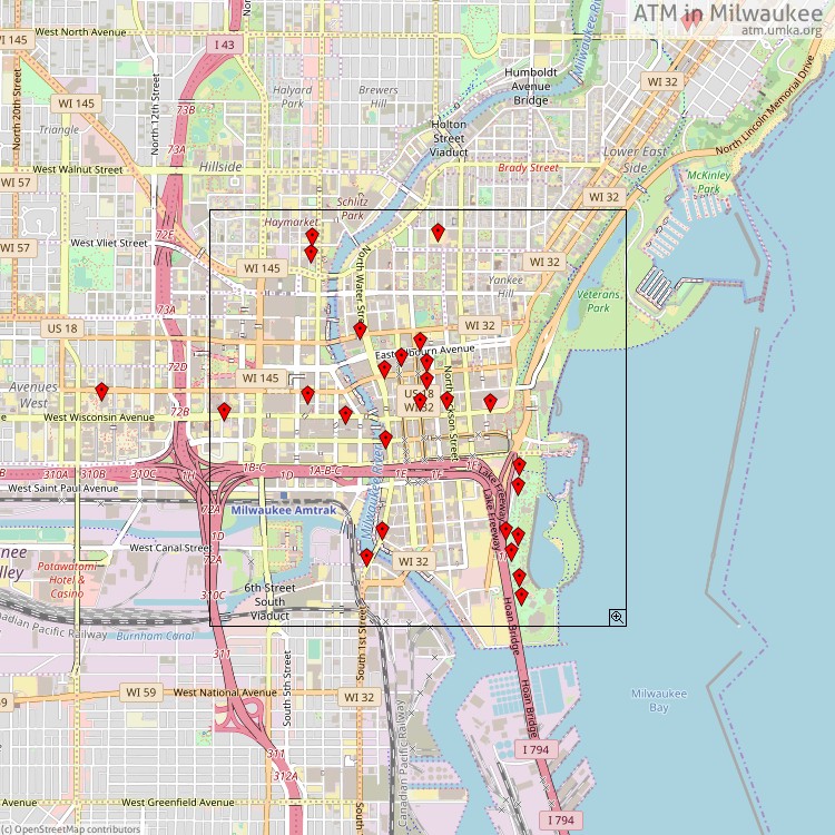 ATM Milwaukee - map of cash machines