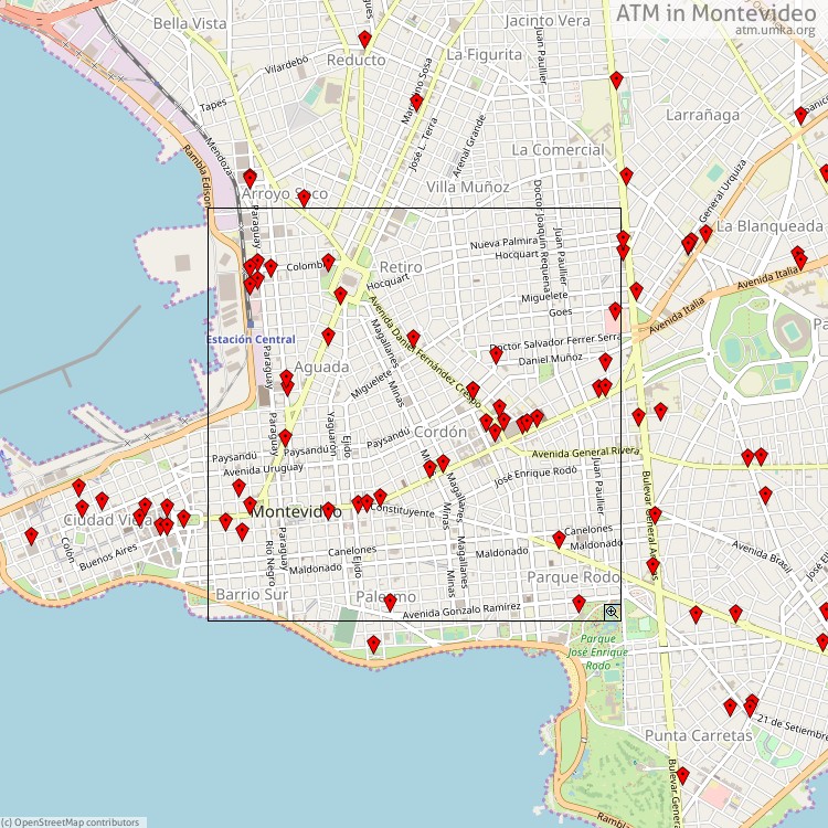 Cajeros automáticos Montevideo - map of cash machines