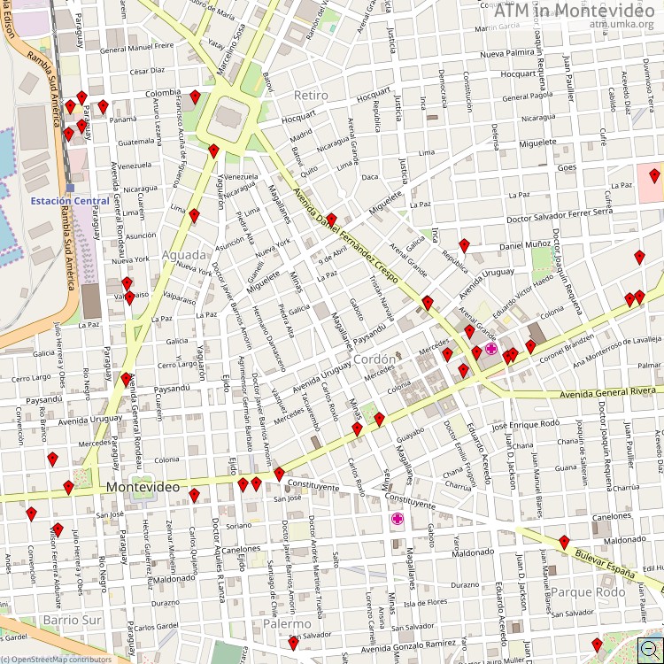 Cajeros automáticos Montevideo - map of cash machines